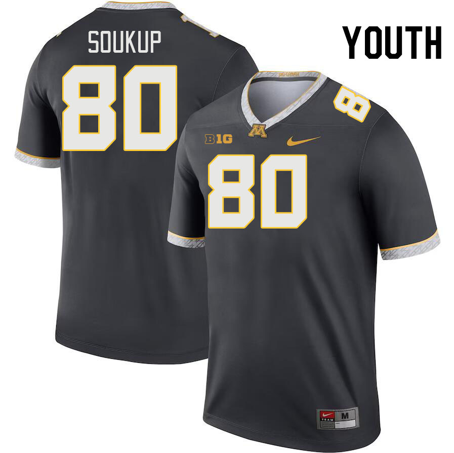 Youth #80 Alan Soukup Minnesota Golden Gophers College Football Jerseys Stitched-Charcoal